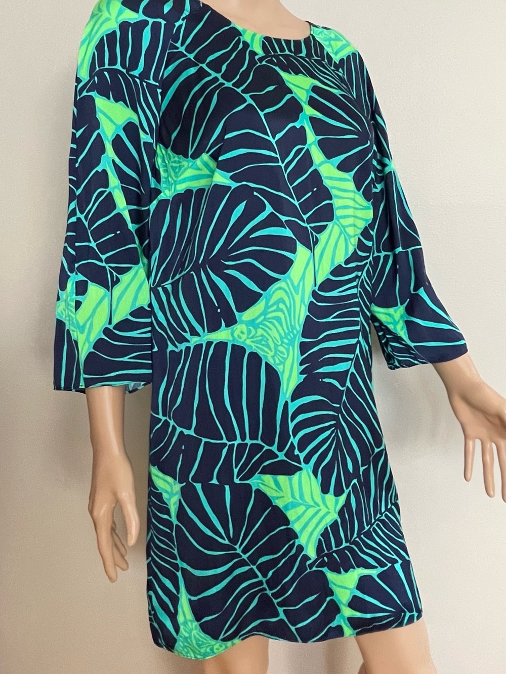 Women's LILLY PULITZER Navy & Green CAROL Under The Palm DESIGNER Shift DRESS  8